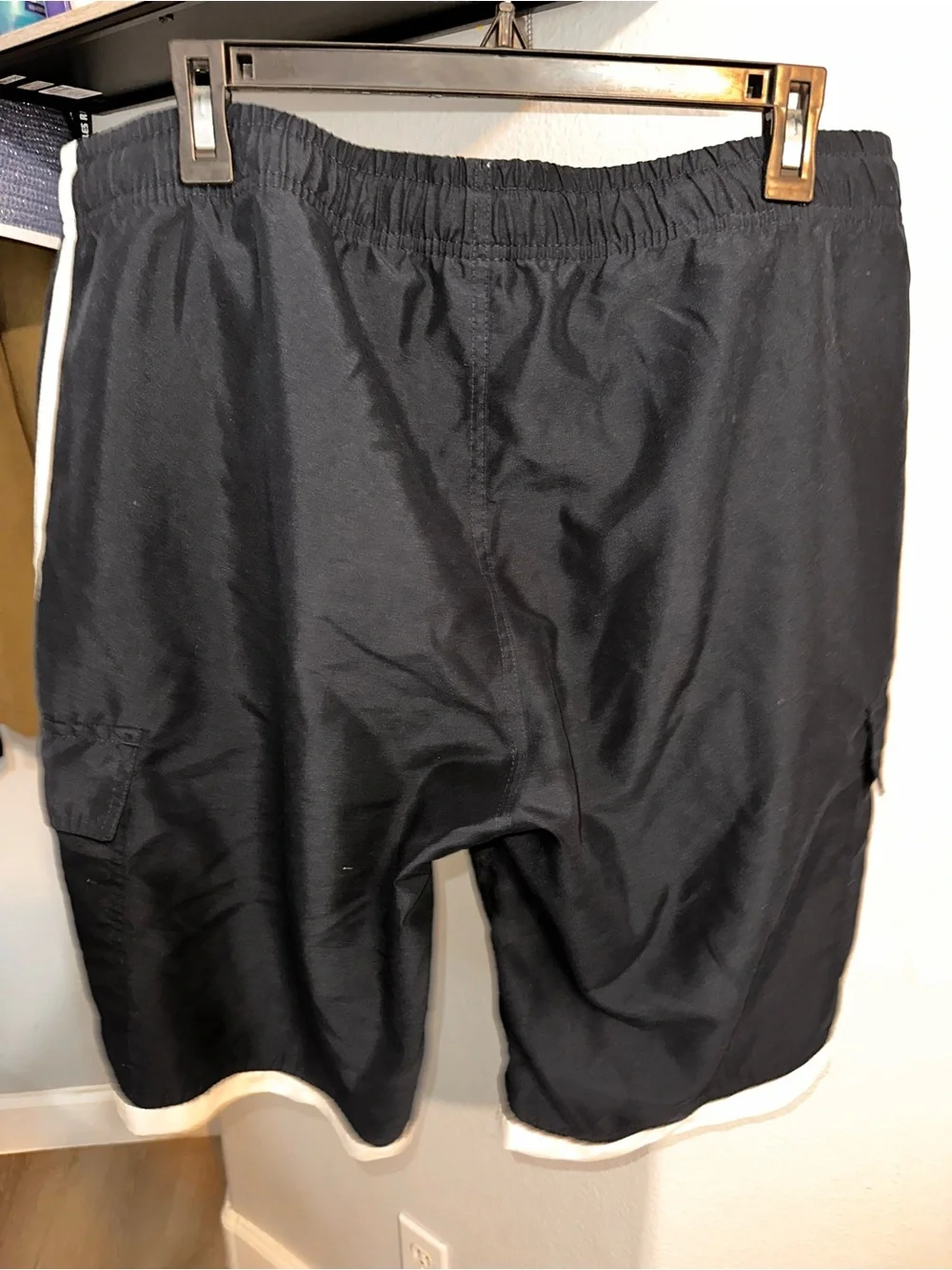 U.S. Polo Assn. Navy Swim Board Shorts with White Drawstring